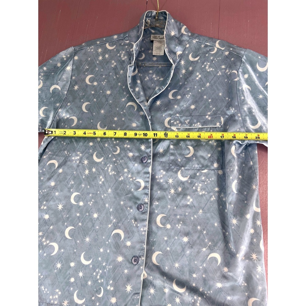 Vintage Whimsy Celestial Moon Star Pajama Sleep Shirt Button Up Sleepwear Sz S - Picture 6 of 9